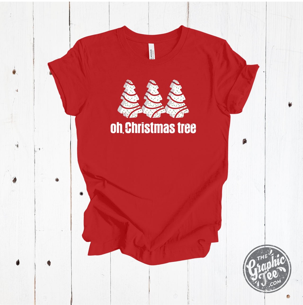 Oh Christmas Tree Red Unisex ADULT Short Sleeve Tee - The Graphic Tee