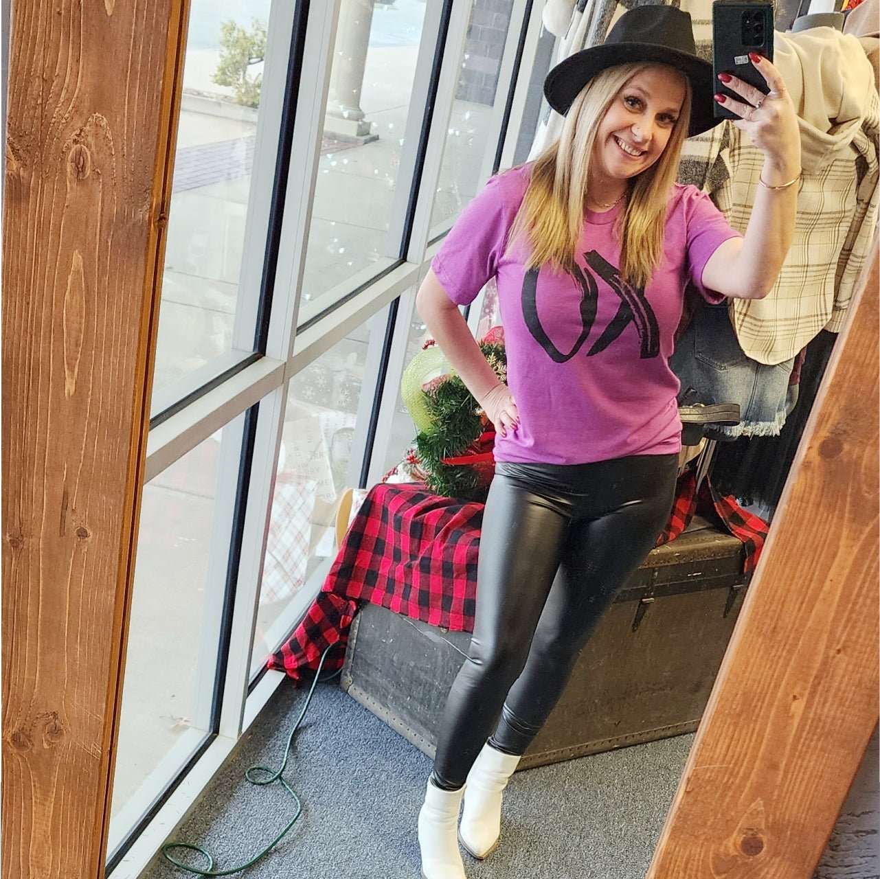 One Hot Mama Faux Leather Full Length High Waisted Leggings - The Graphic Tee