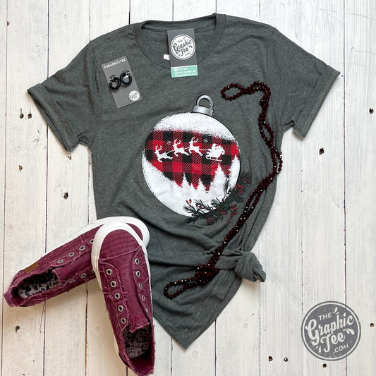 Plaid Ornament Crewneck Tee - The Graphic Tee