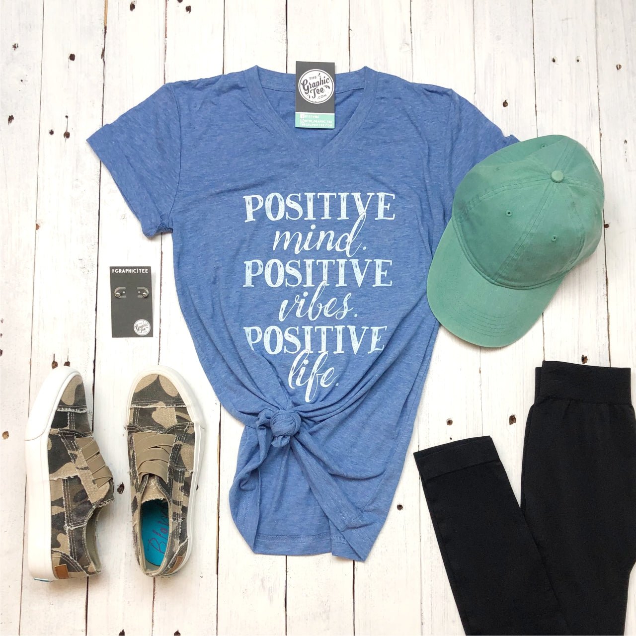 Positive Mind. Positive Vibes. Positive Life. V-Neck Tee - The Graphic Tee