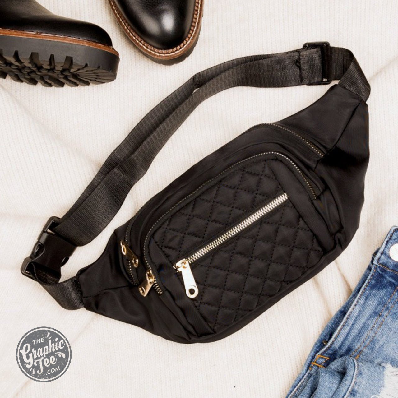 Quinn Quilted Belt Sling Bum Bag - The Graphic Tee