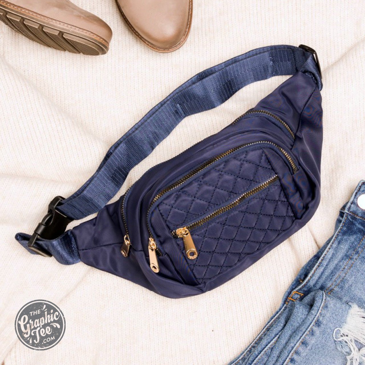 Quinn Quilted Belt Sling Bum Bag - The Graphic Tee