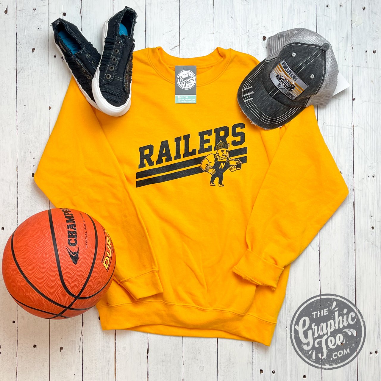 Railers Gold Double Stripe Crewneck Sweatshirt - The Graphic Tee