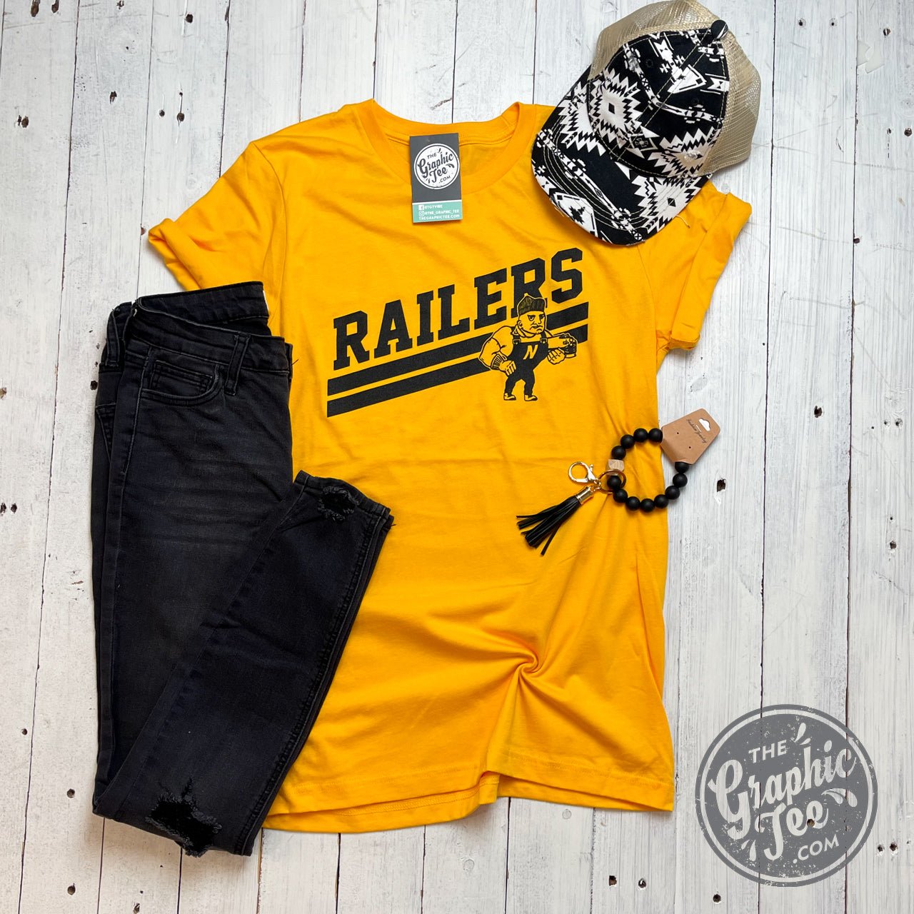 Railers Gold Double Stripe Short Sleeve Tee - The Graphic Tee