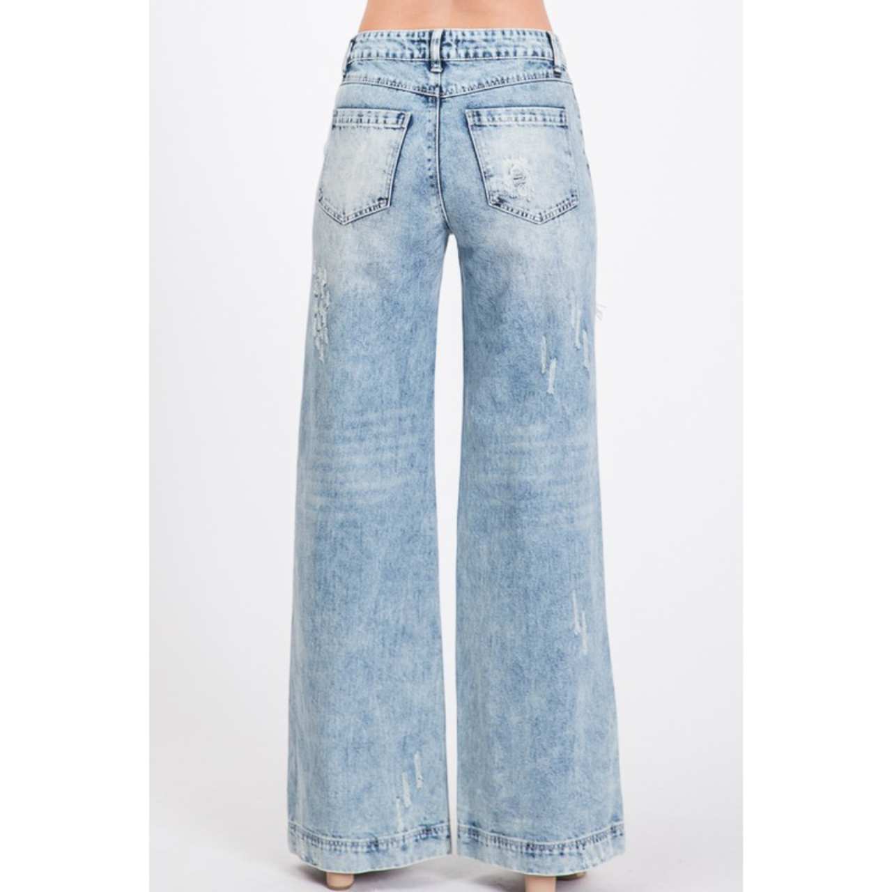 Ryleigh Distressed Wide Leg Jeans - The Graphic Tee