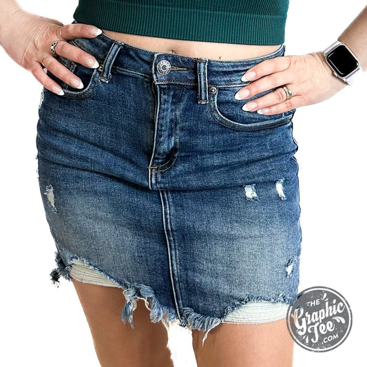 Rylin Risen Stretchy Denim Skirt - The Graphic Tee