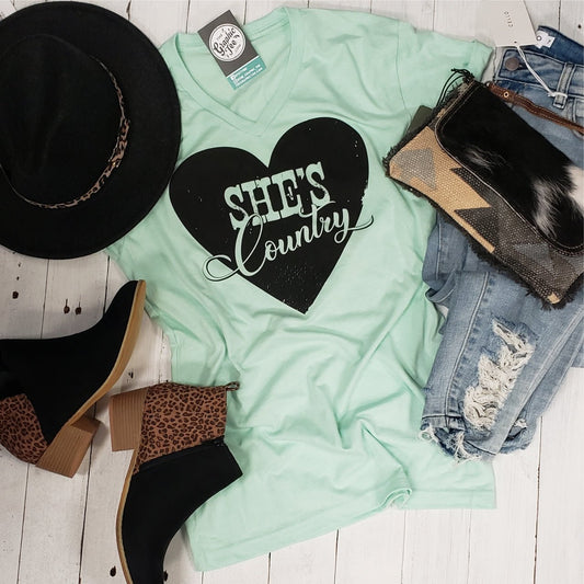 She's Country V Neck Unisex Tee - The Graphic Tee