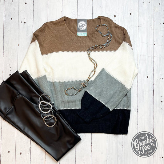 Sienna Four Color Pullover Sweater - The Graphic Tee