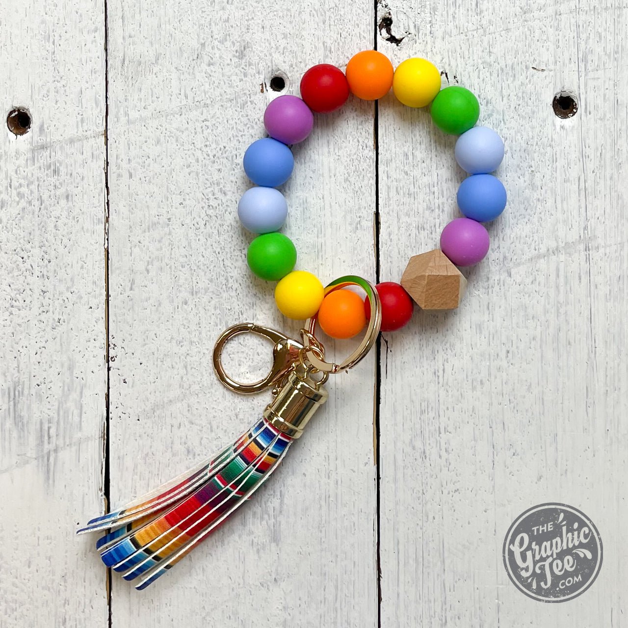 Silicone Beaded Wristlet Keychain - The Graphic Tee