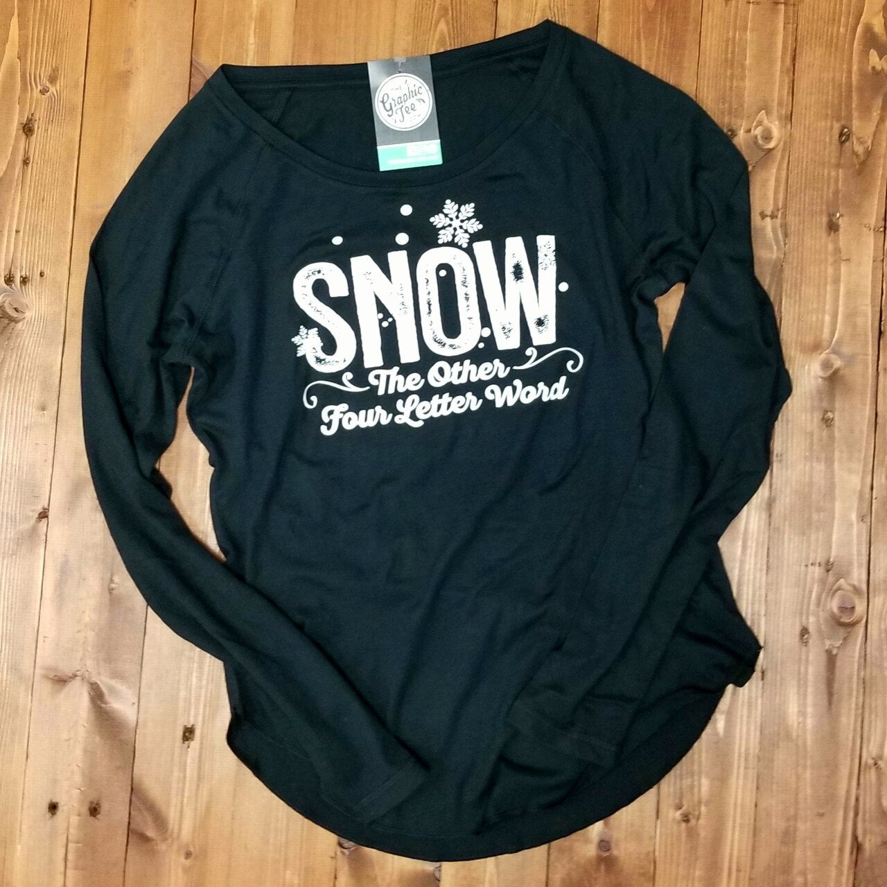 Snow The Other Four Letter Word - Ladies Long Sleeve Raglan - The Graphic Tee