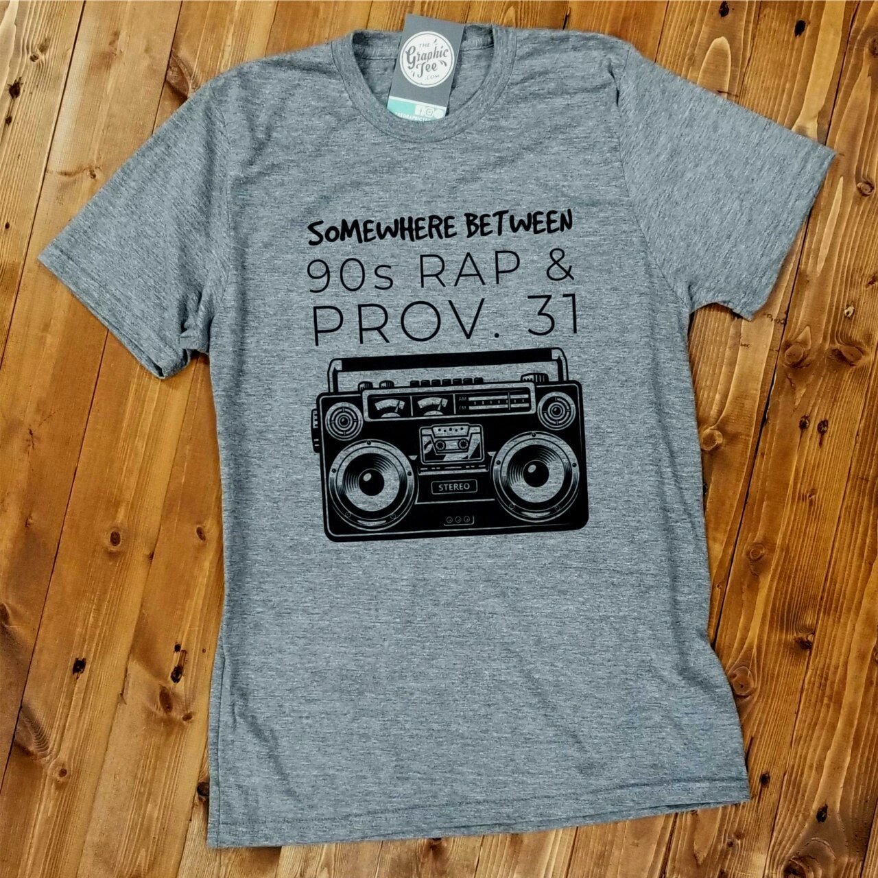 Somewhere Between 90s Rap and Prov. 31 - Aluminum Grey Tee - The Graphic Tee