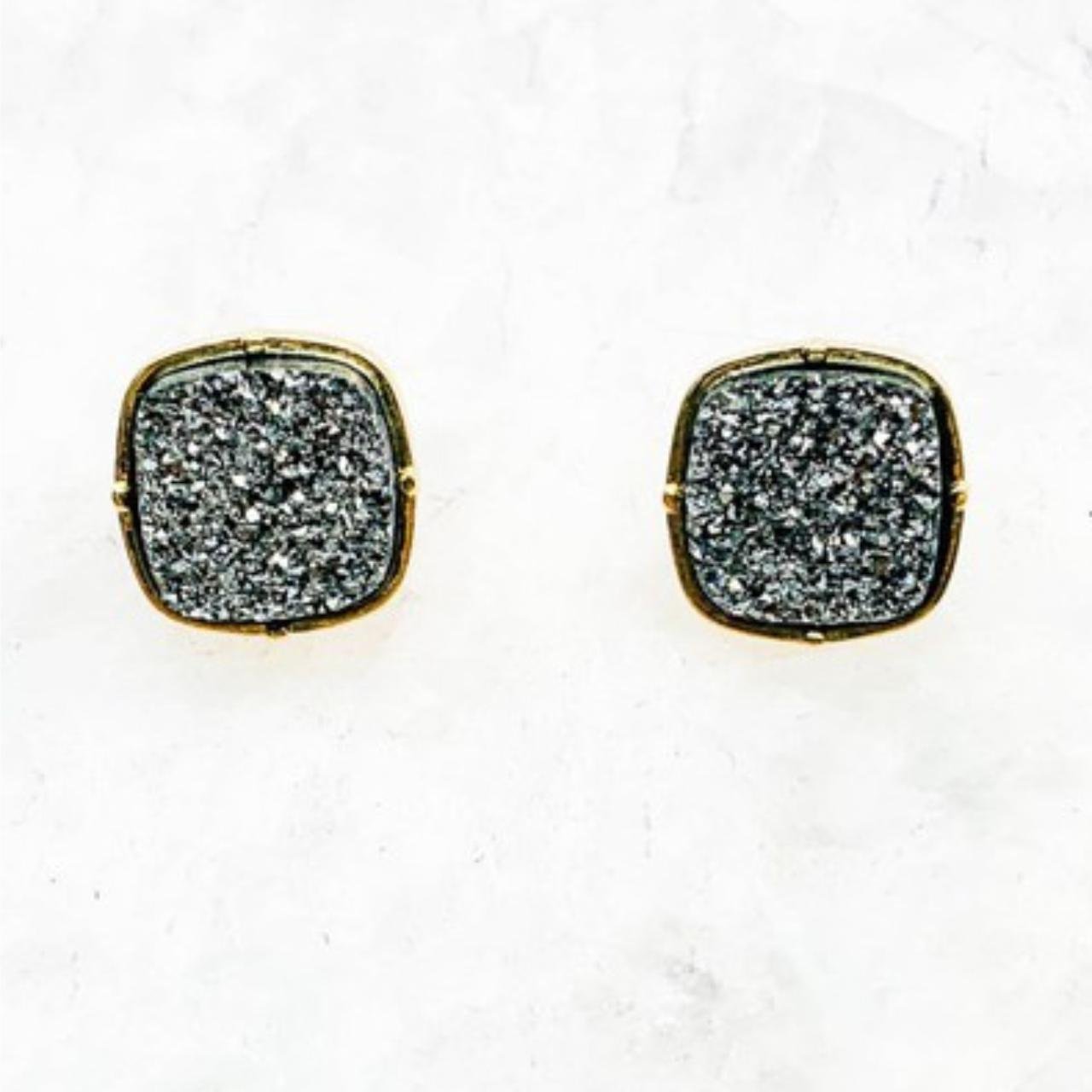 Square Druzy Stud Earrings - The Graphic Tee