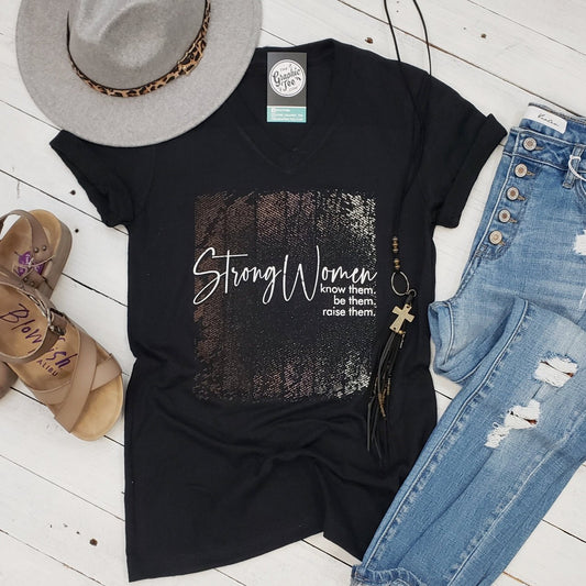 Strong Women V Neck Tee - The Graphic Tee