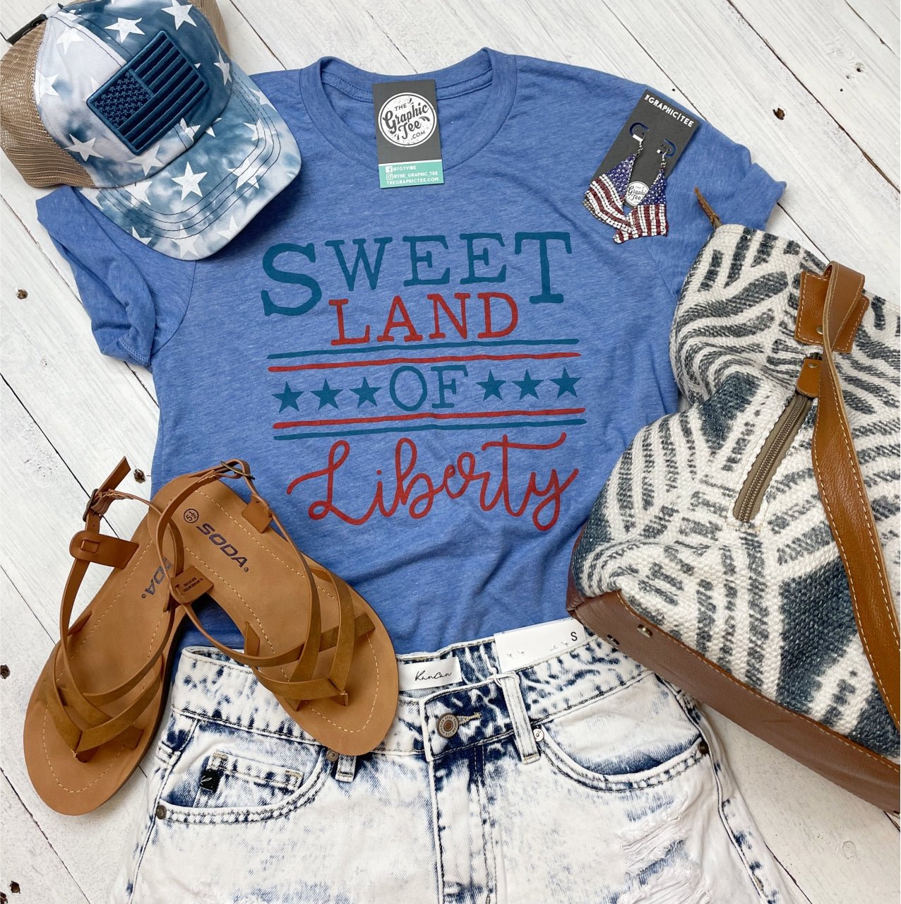 Sweet Land Of Liberty Blue Triblend Tee - The Graphic Tee