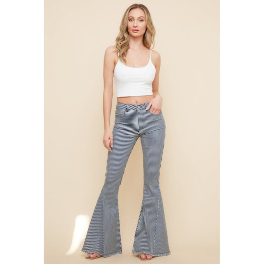 Taytum Pin Striped Bell Bottom Jeans - The Graphic Tee