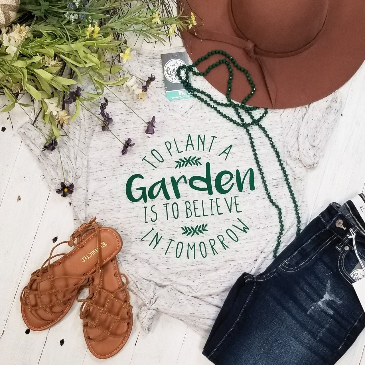 To Plant A Garden - Marble V-Neck Tee - The Graphic Tee