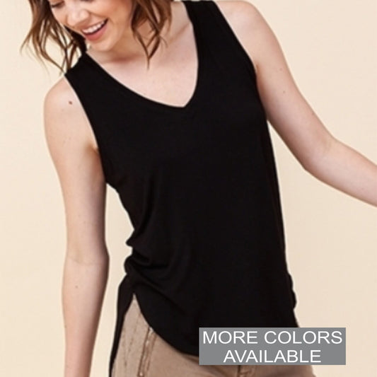 V-Neck Curved Hem Tank - The Graphic Tee