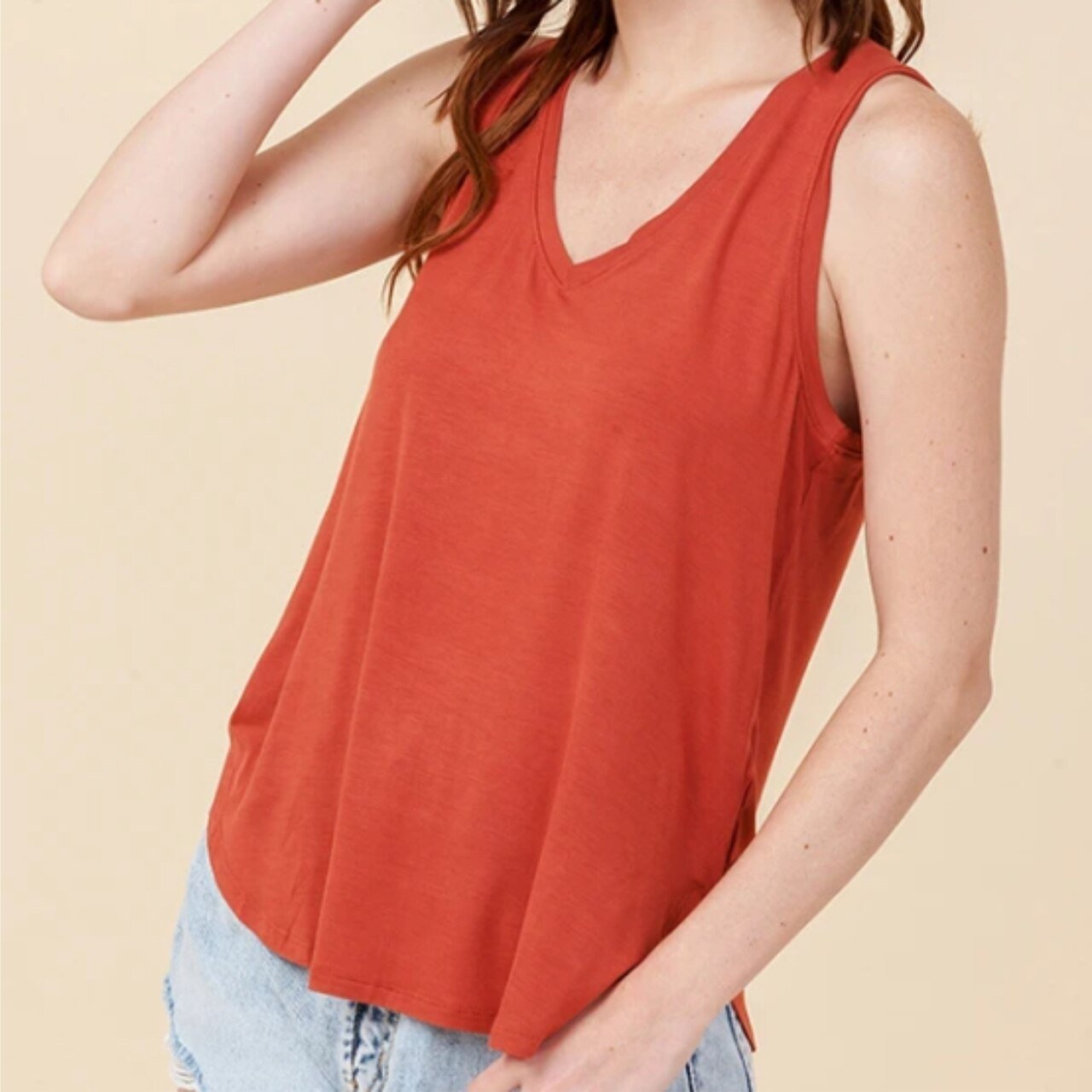 V-Neck Curved Hem Tank - The Graphic Tee