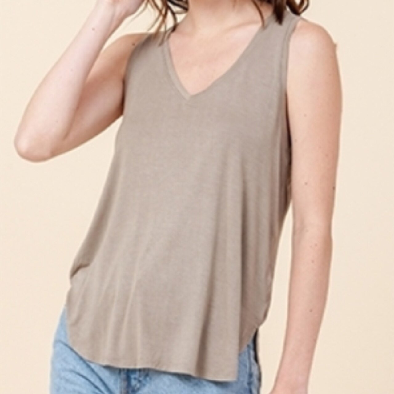 V-Neck Curved Hem Tank - The Graphic Tee