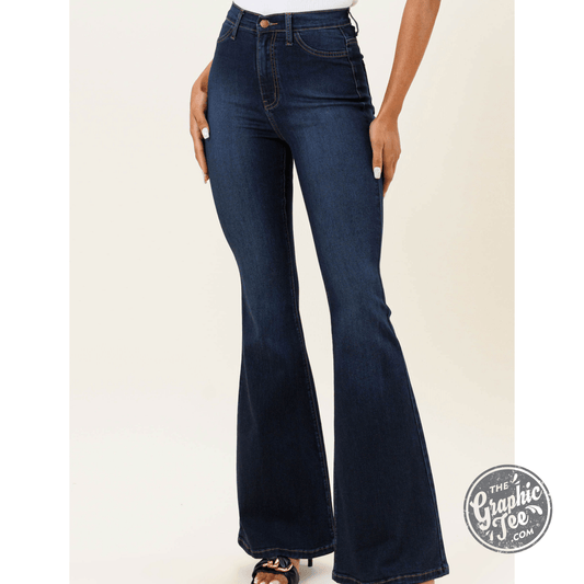 Victoria Vibrant MIU High Waisted Dark Flare Jeans - The Graphic Tee