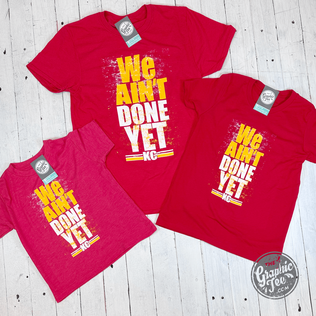 We Ain't Done Yet Red YOUTH Short Sleeve Tee - The Graphic Tee