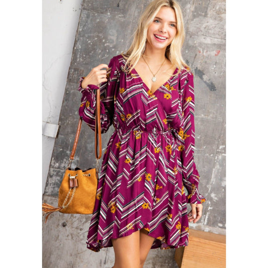 Wine Floral Hi-Lo Dress - The Graphic Tee