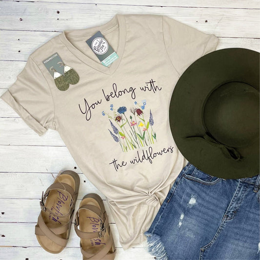 You Belong with the Wildflowers - V-Neck Tee - The Graphic Tee
