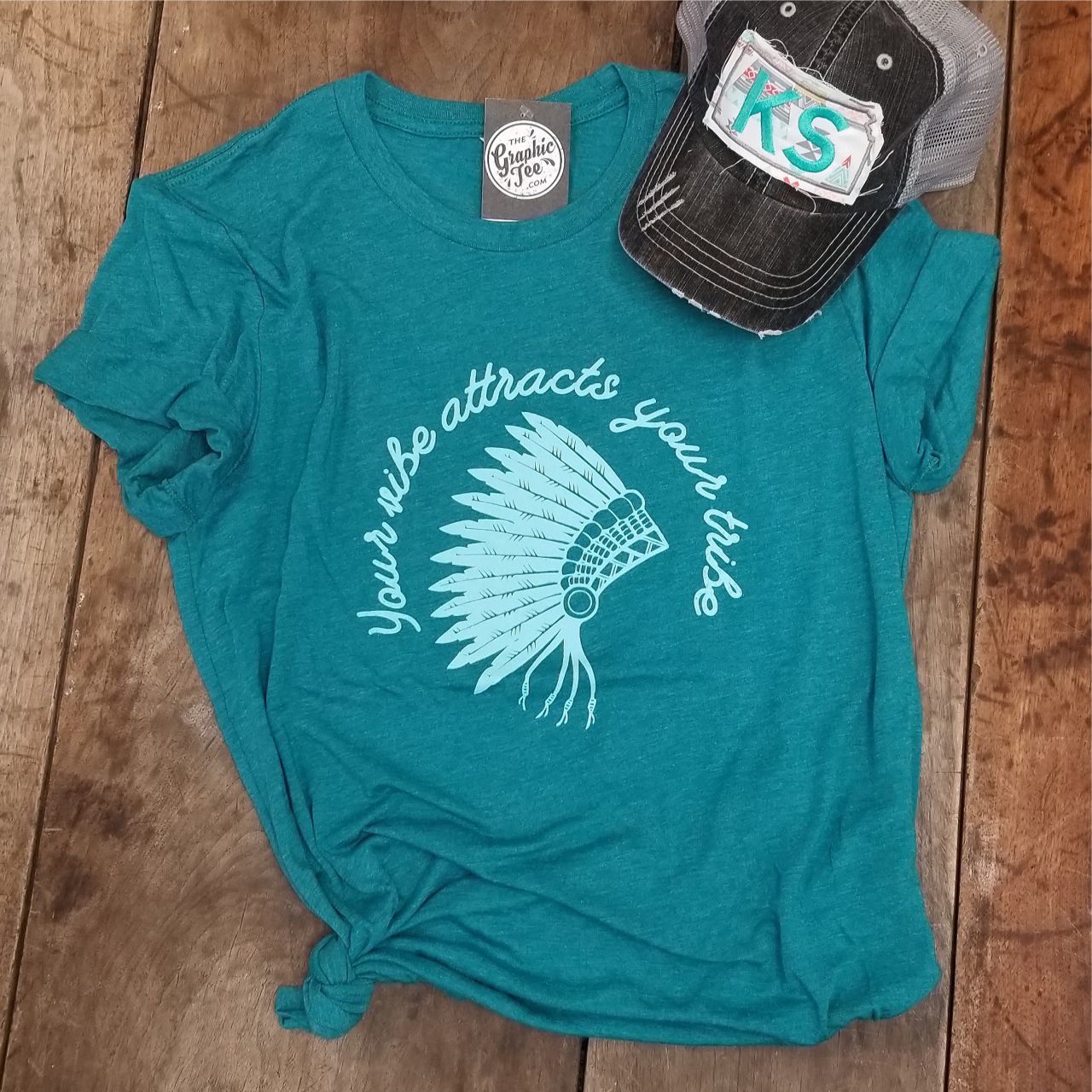 Your Vibe Attracts Your Tribe - Teal Tee - The Graphic Tee
